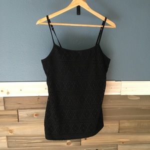 Express black tank top with built in cami bra